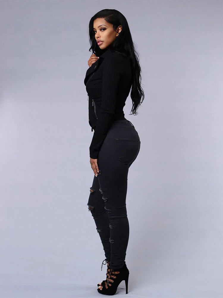 Hot sale ripped jeans for women sexy skinny denim jeans fashion street casual pencil pants female spring and summer clothing - Image 5