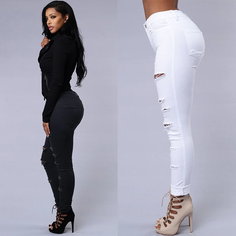 Hot sale ripped jeans for women sexy skinny denim jeans fashion street casual pencil pants female spring and summer clothing - Image 6