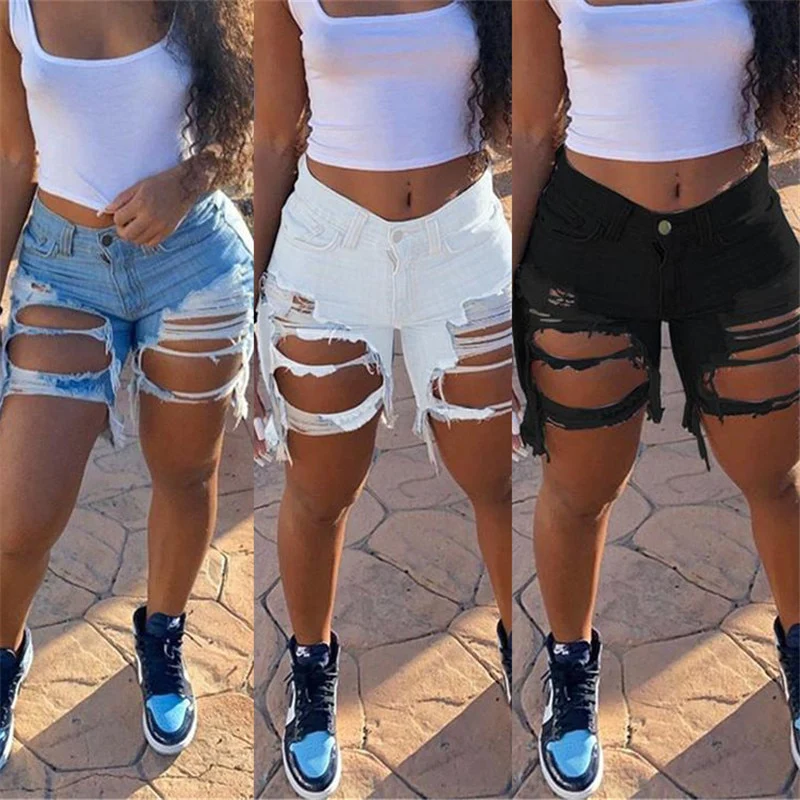 Hot sale women's summer ripped denim shorts fashion Internet celebrities shorts jeans plus size shorts S-5XL drop shipping - Image 10