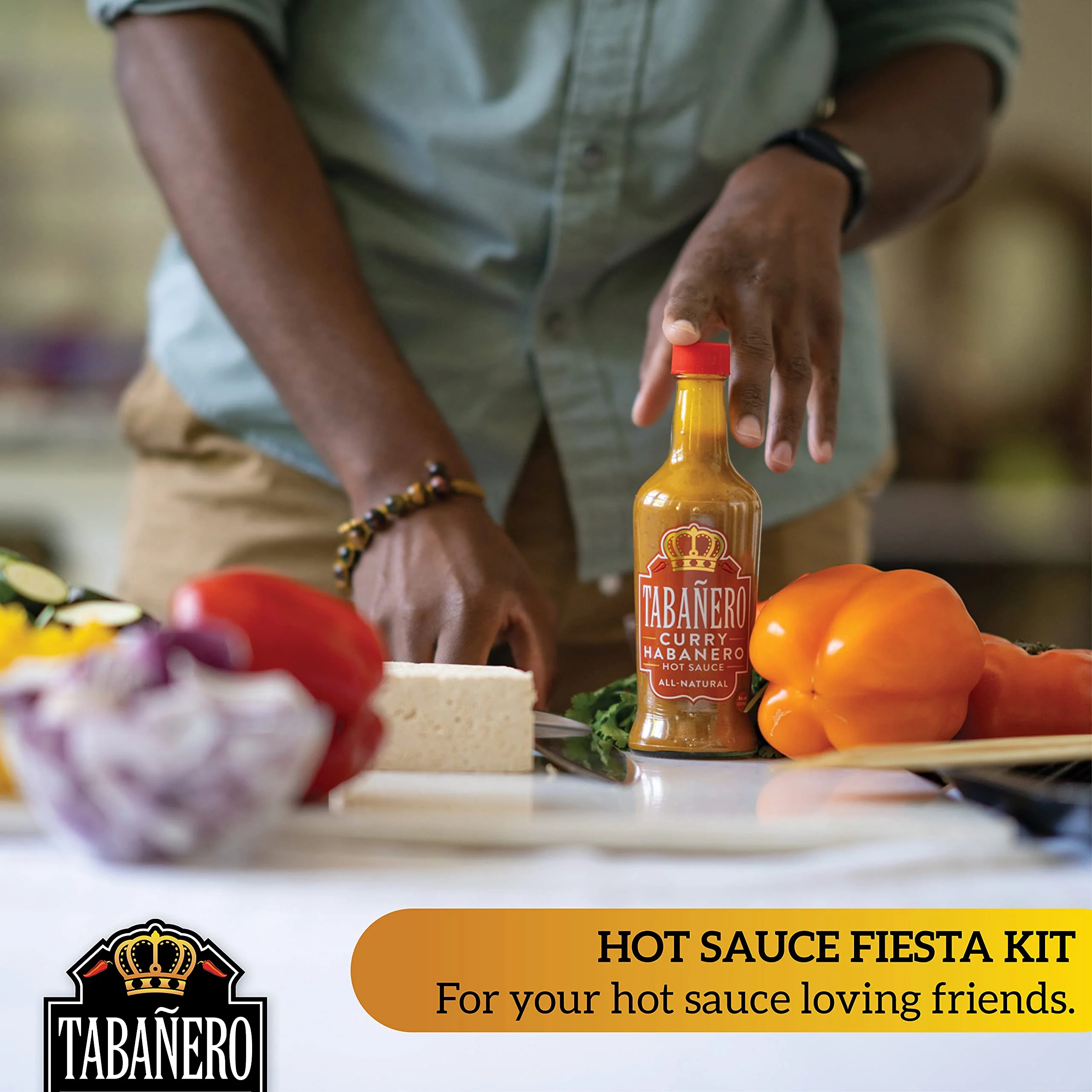 Hot Sauce Gift Sets by Tabañero, Fiesta Gift Set: Original, Extra Hot, Spicy Agave, Curry Habanero, All Natural, Gluten Free, Kosher, Made in the USA, 4 Pack, 8 Oz. Hot Sauce Bottles - Image 6