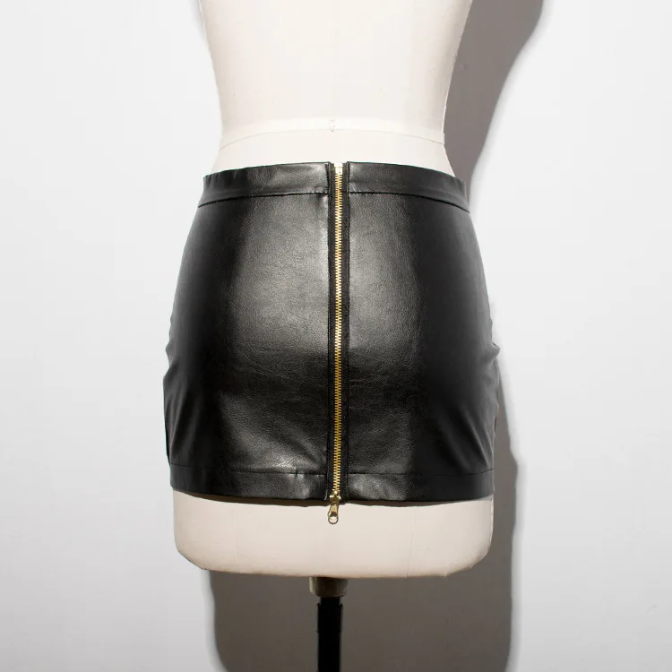 Hot Sexy Zipper Micro MINI Skirt Faux Leather Skirt Tight Hip Slim High Waist With Belt Pencil Package Hip Skirt Club Wear FX017 - Image 4