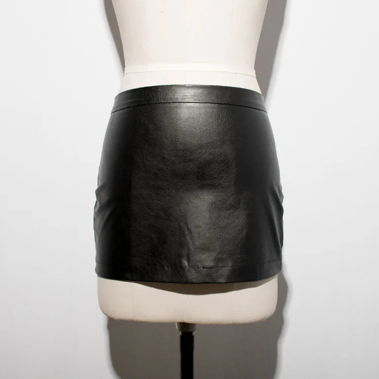 Hot Sexy Zipper Micro MINI Skirt Faux Leather Skirt Tight Hip Slim High Waist With Belt Pencil Package Hip Skirt Club Wear FX017 - Image 5
