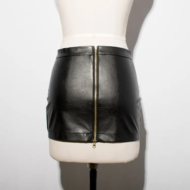 Hot Sexy Zipper Micro MINI Skirt Faux Leather Skirt Tight Hip Slim High Waist With Belt Pencil Package Hip Skirt Club Wear FX017 - Image 7