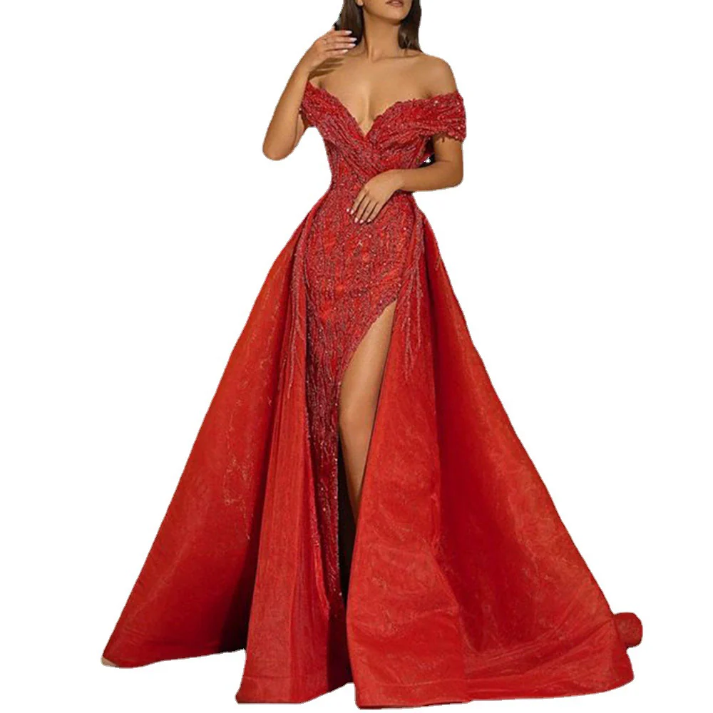 Hot Stamping Big Sexy Slim Evening Dress Sexy Trailing Slim-Fit Evening Dress Dress - Image 5