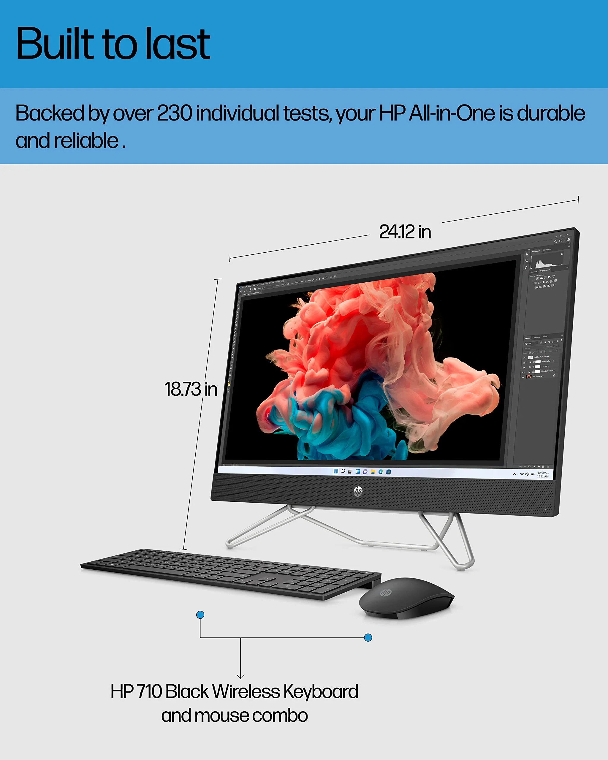 HP All-in-One Bundle PC, 27" FHD Micro-Edge Display, 12th Generation Intel Core i7 Processor, Iris X Graphics, 12 GB RAM, 256 GB SSD+1 TB, Windows 11 Pro OS, Wi-Fi (27-cb1072, 2022) - Image 4