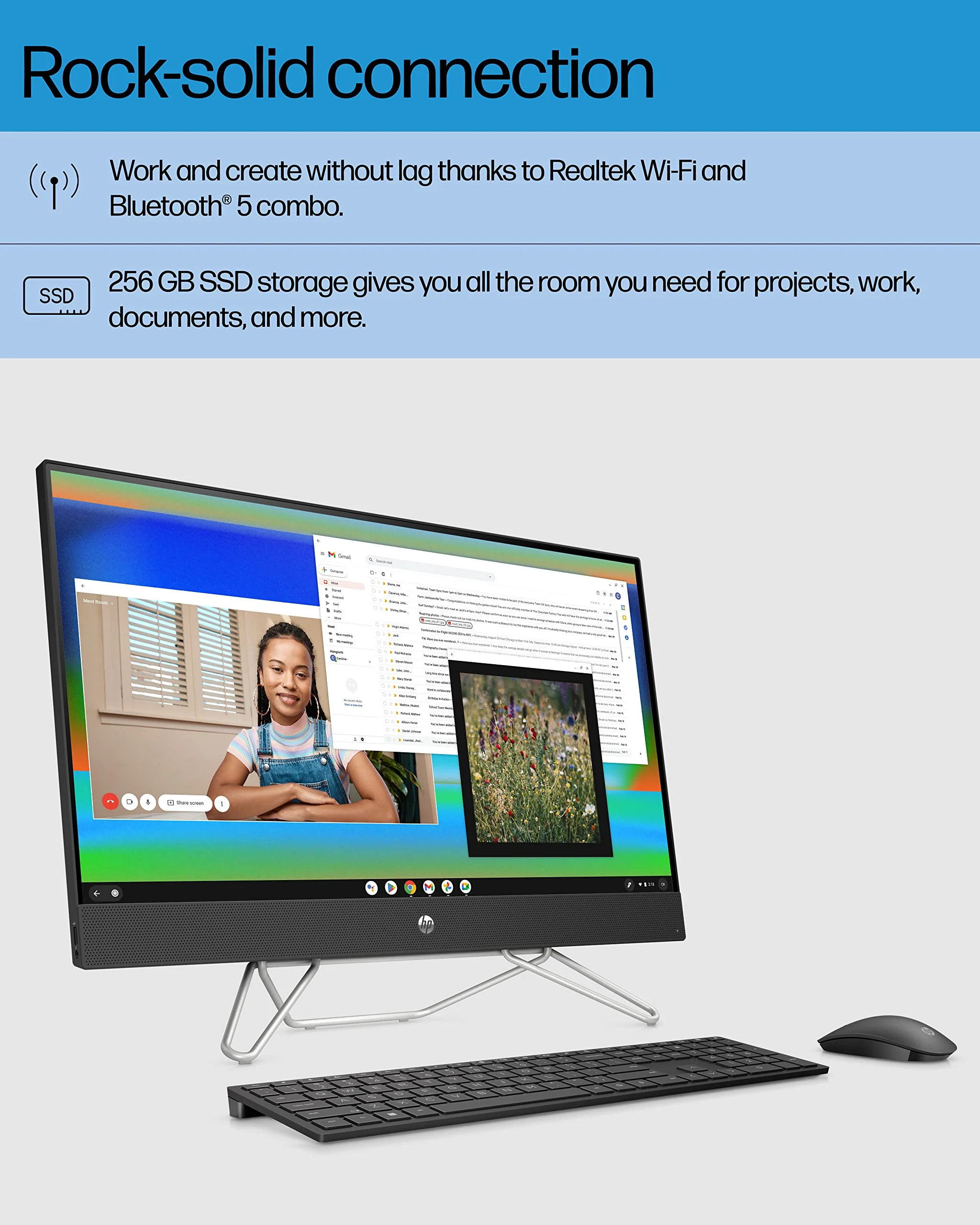 HP All-in-One Bundle PC, 27" FHD Micro-Edge Display, 12th Generation Intel Core i7 Processor, Iris X Graphics, 12 GB RAM, 256 GB SSD+1 TB, Windows 11 Pro OS, Wi-Fi (27-cb1072, 2022) - Image 5