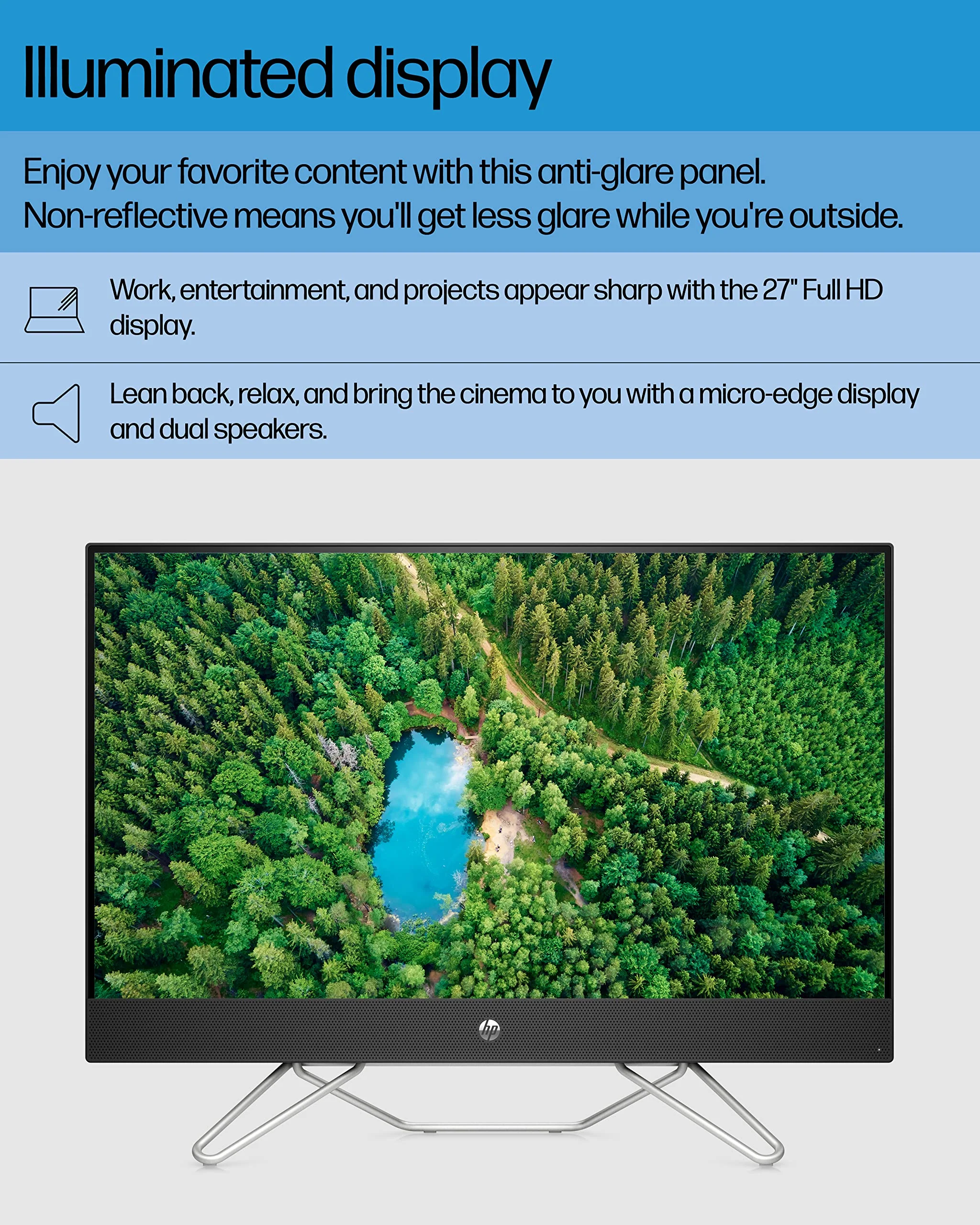 HP All-in-One Bundle PC, 27" FHD Micro-Edge Display, 12th Generation Intel Core i7 Processor, Iris X Graphics, 12 GB RAM, 256 GB SSD+1 TB, Windows 11 Pro OS, Wi-Fi (27-cb1072, 2022) - Image 6