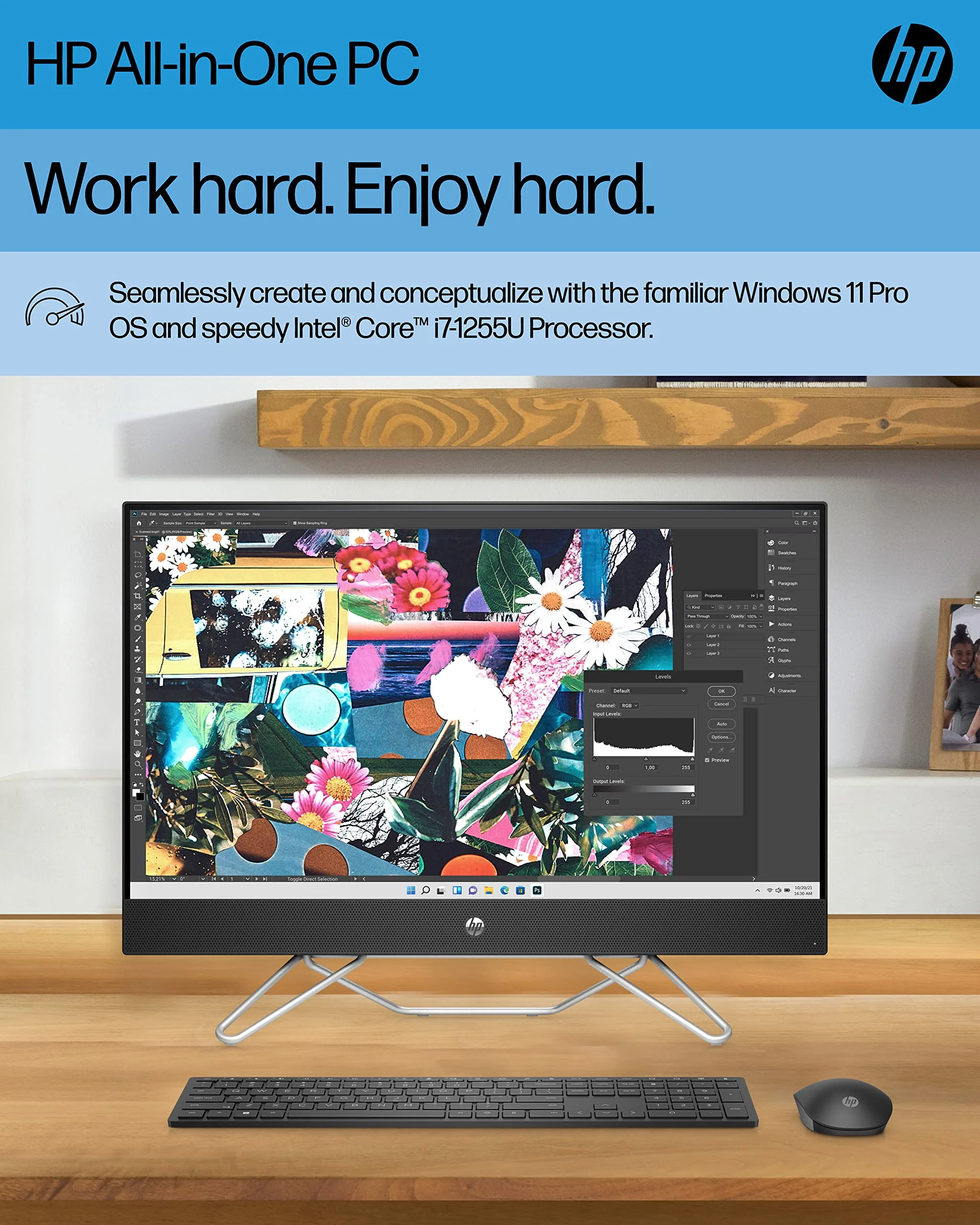 HP All-in-One Bundle PC, 27" FHD Micro-Edge Display, 12th Generation Intel Core i7 Processor, Iris X Graphics, 12 GB RAM, 256 GB SSD+1 TB, Windows 11 Pro OS, Wi-Fi (27-cb1072, 2022) - Image 7