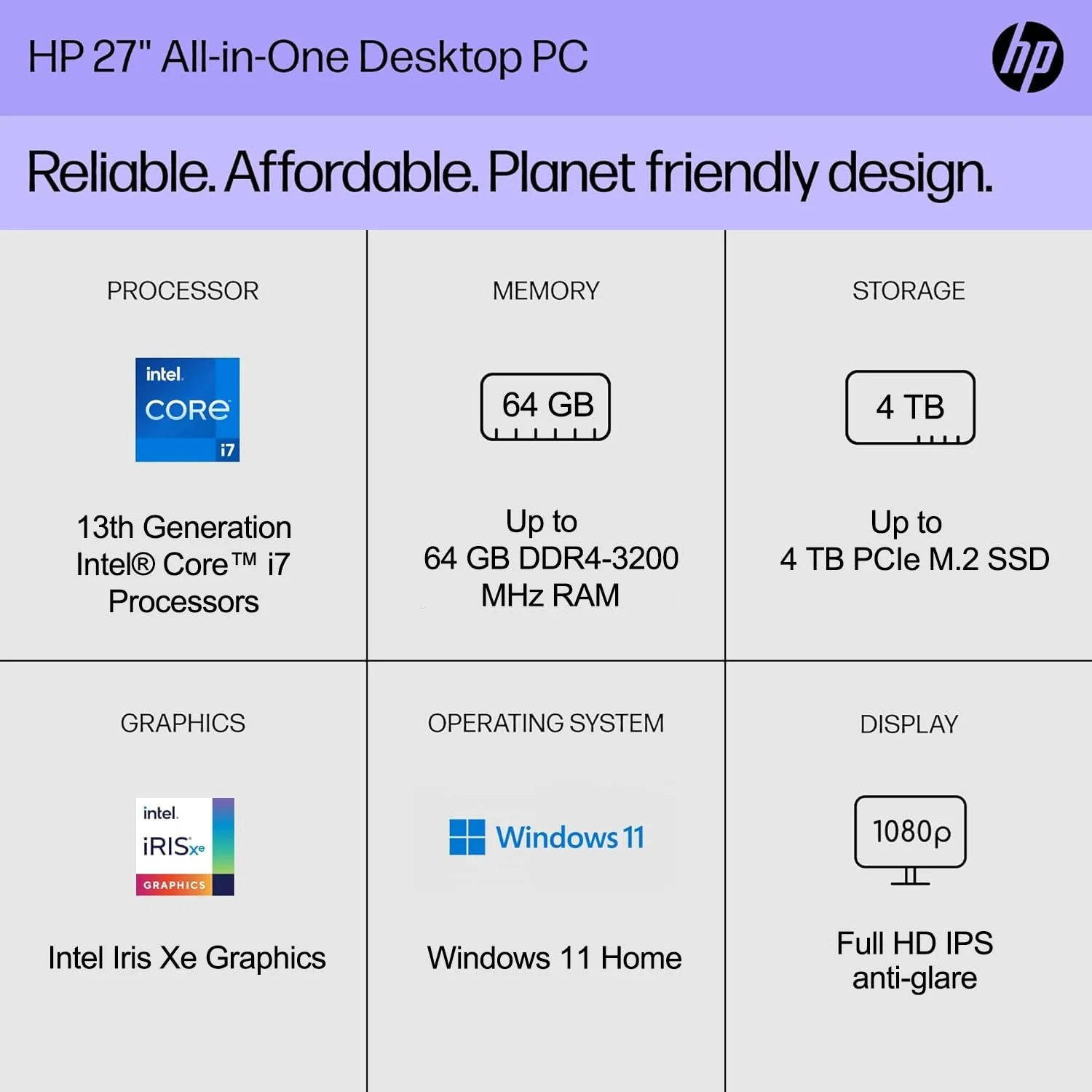 HP Essential All-in-One, 27" FHD Touchscreen, Intel Core i7-1355U, 64GB RAM, 4TB SSD, IR Camera, Wired Keyboard & Mouse, HDMI, RJ45, Wi-Fi 6, Windows 11 Home, White - Image 7