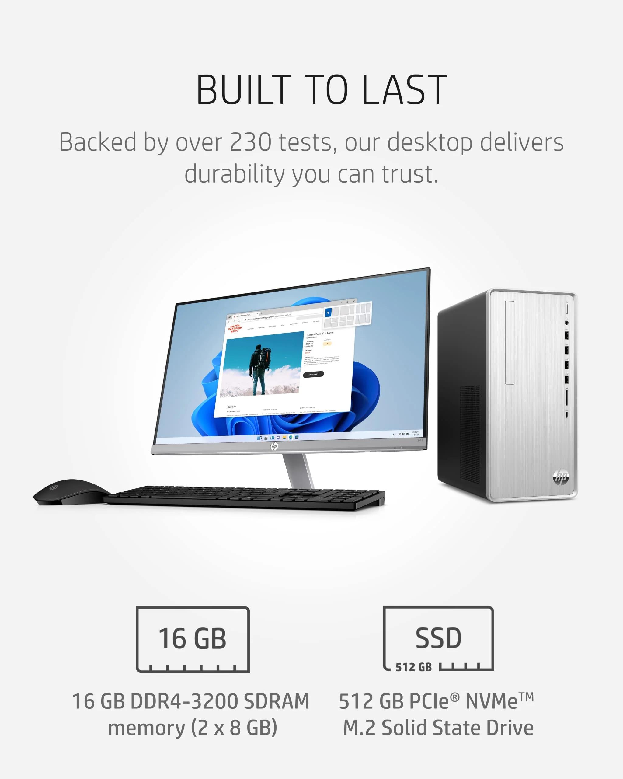 HP Pavilion Desktop PC, AMD Ryzen 7 5700G, 16 GB RAM, 512 GB SSD, Windows 11 Pro, Wi-Fi 5 & Bluetooth Connectivity, 9 USB Ports, Wired Mouse and Keyboard Combo, Pre-Built Tower (TP01-2022, 2021) - Image 7