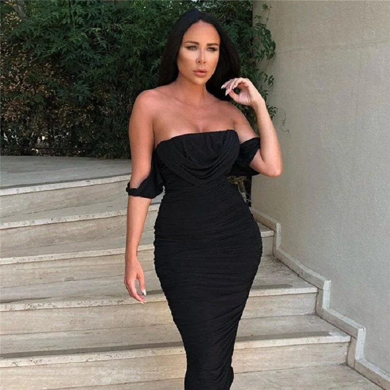 HQBORY High Quality Luxury Wedding Evening White Bandage Dress Summer Women 2023 Ladies Black Party Tight Dress Bodycon Vestidos - Image 4