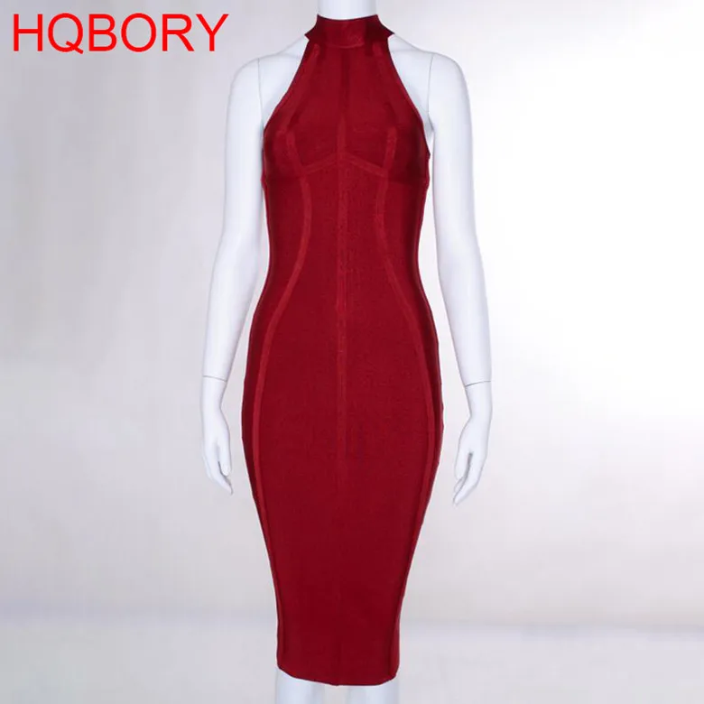 HQBORY Quality White Tank Vintage Bandage Dress Women Summer Autumn Wine Red Maxi Evening Dress Black Tight Party Vestidos - Image 8