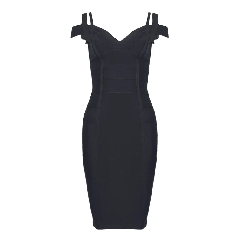 HQBORY Winter Women Mid length Bandage Dress Hottest Straps Wine Red Off Shulder deep V Sexy Elegant Vestidos High Quality - Image 7