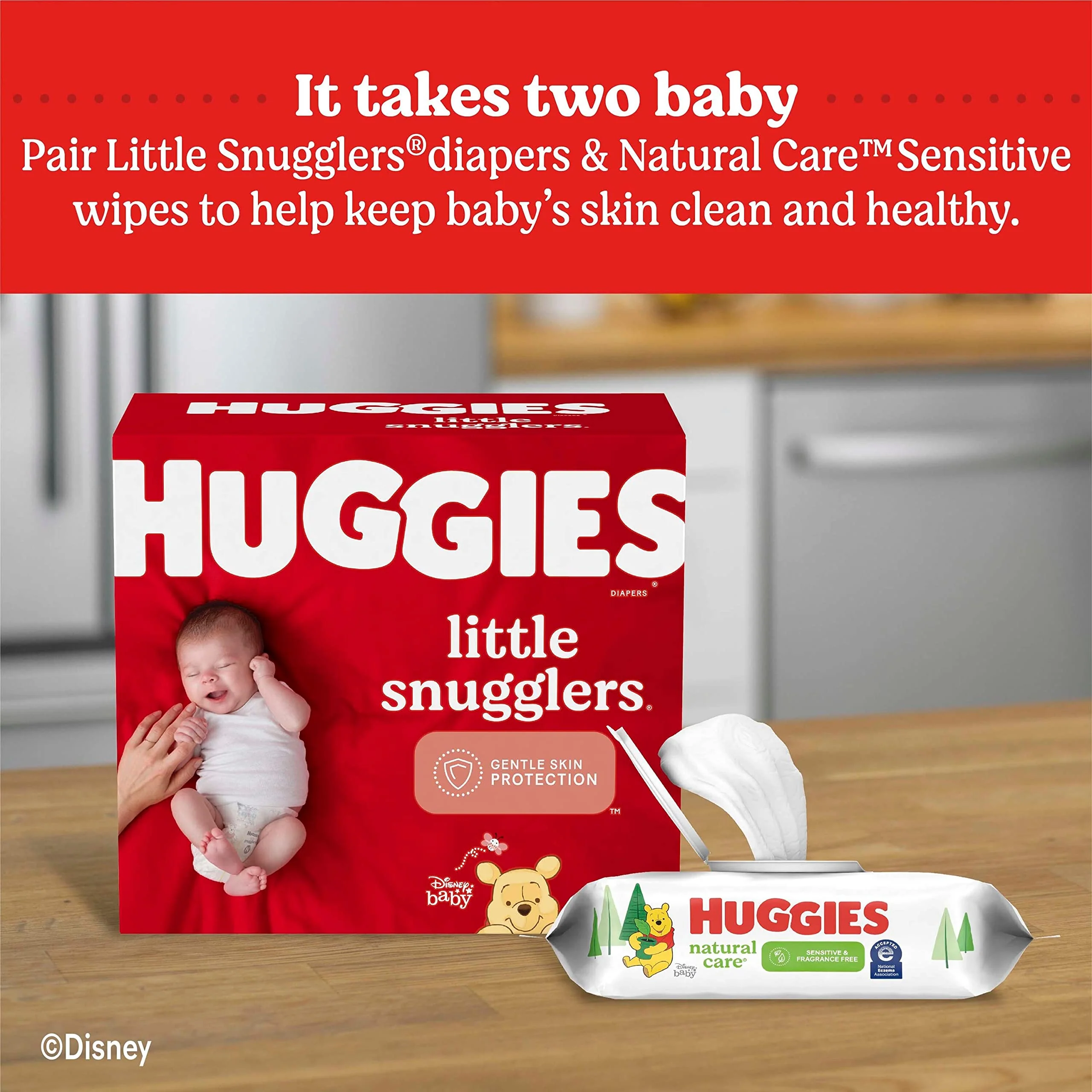Huggies Natural Care Sensitive Baby Wipes, Unscented, Hypoallergenic, 99% Purified Water, 3 Refill Packs (528 Wipes Total) - Image 2