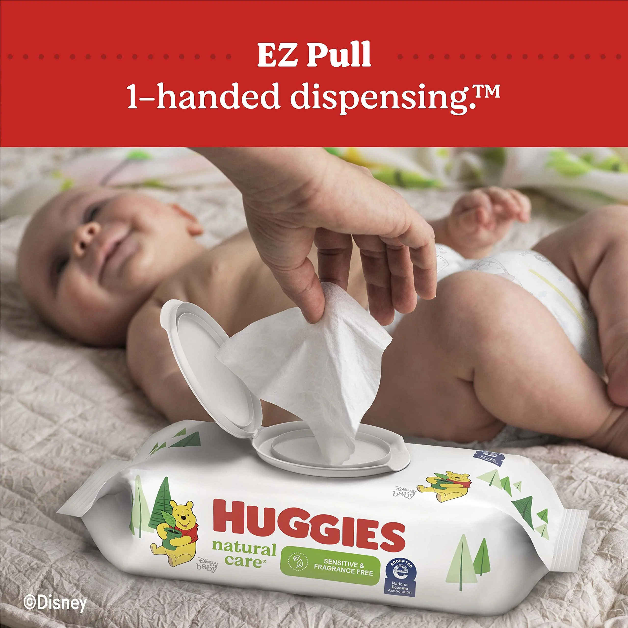 Huggies Natural Care Sensitive Baby Wipes, Unscented, Hypoallergenic, 99% Purified Water, 3 Refill Packs (528 Wipes Total) - Image 5