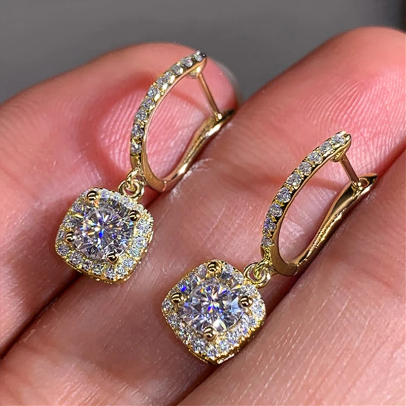 Huitan New Trendy Square Shape Drop Earrings Brilliant Bridal Engagement Wedding Jewelry Elegant Female Dangle Earring Nice Gift - Image 4