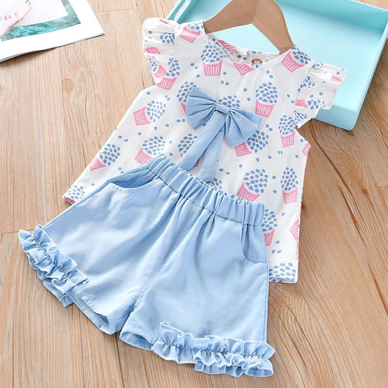 Humor Bear Summer Girl Clothes Sets 2Pcs Fashion Navy Short Sleeve +Pleated Skirt Kids Clothes Suit Cute Toddler Clothes - Image 4