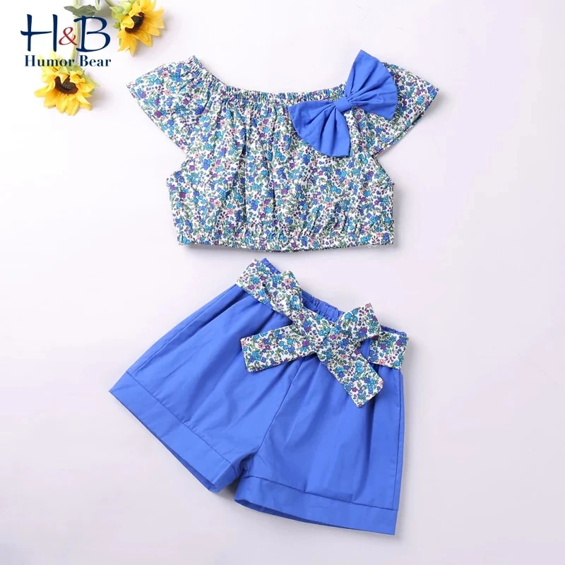 Humor Bear  Summer New Grils Clothes Korean Dot Girl Big Bow T-shirt+ Shorts Children Clothing Set Kids Girls Clothes Suit - Image 4