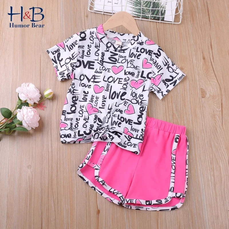 Humor Bear  Summer New Grils Clothes Korean Dot Girl Big Bow T-shirt+ Shorts Children Clothing Set Kids Girls Clothes Suit - Image 7