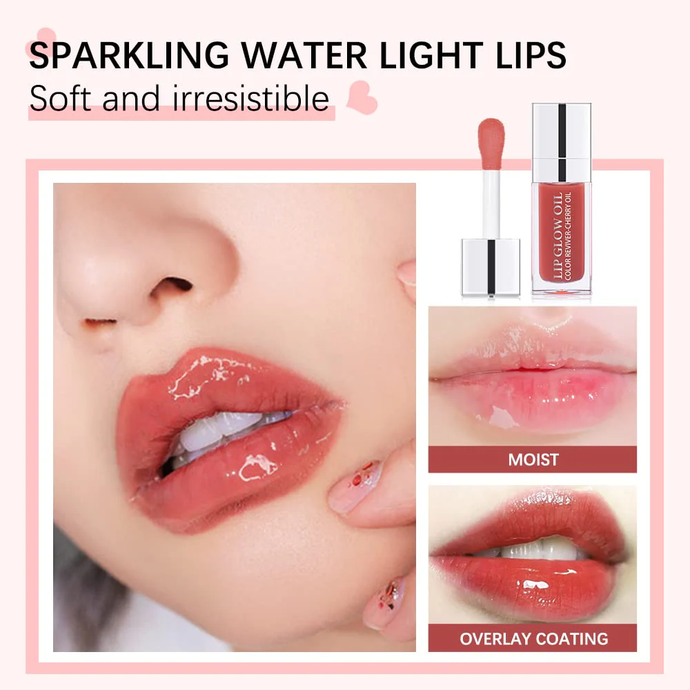 Hydrating Lip Glow Oil, Moisturizing Lip Oil Gloss, Transparent Tinted Lip Balm, Transparent Toot Lip Oil, Plumping Lip Gloss, Long Lasting Nourishing Non-sticky (Cherry) - Image 5