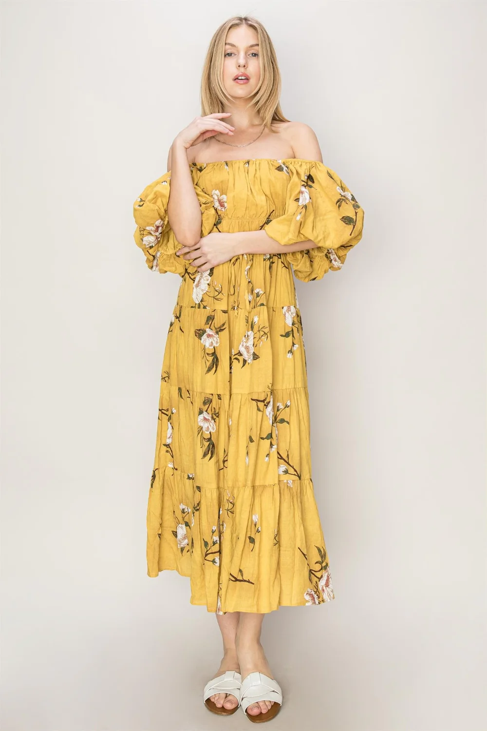 HYFVE Floral Puff Sleeve Tiered Dress - Image 4