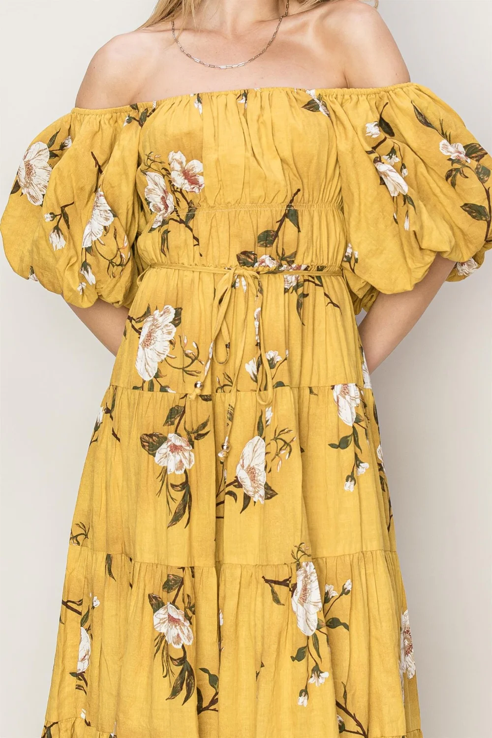 HYFVE Floral Puff Sleeve Tiered Dress - Image 5
