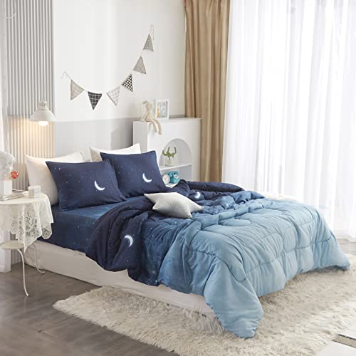 HYPREST Kids Twin Bed in A Bag Comforter Set with Sheets - 5 Pieces Twin Bedding Comforter Set for Girls Boys, Moon Star Blue Twin Bed Comforter Super Soft Lightweight Breathable(Oeko-Tex Certified) - Image 5
