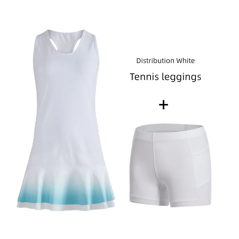 I-Shaped Gradient Color Breathable Wicking Tennis Dress - Image 6
