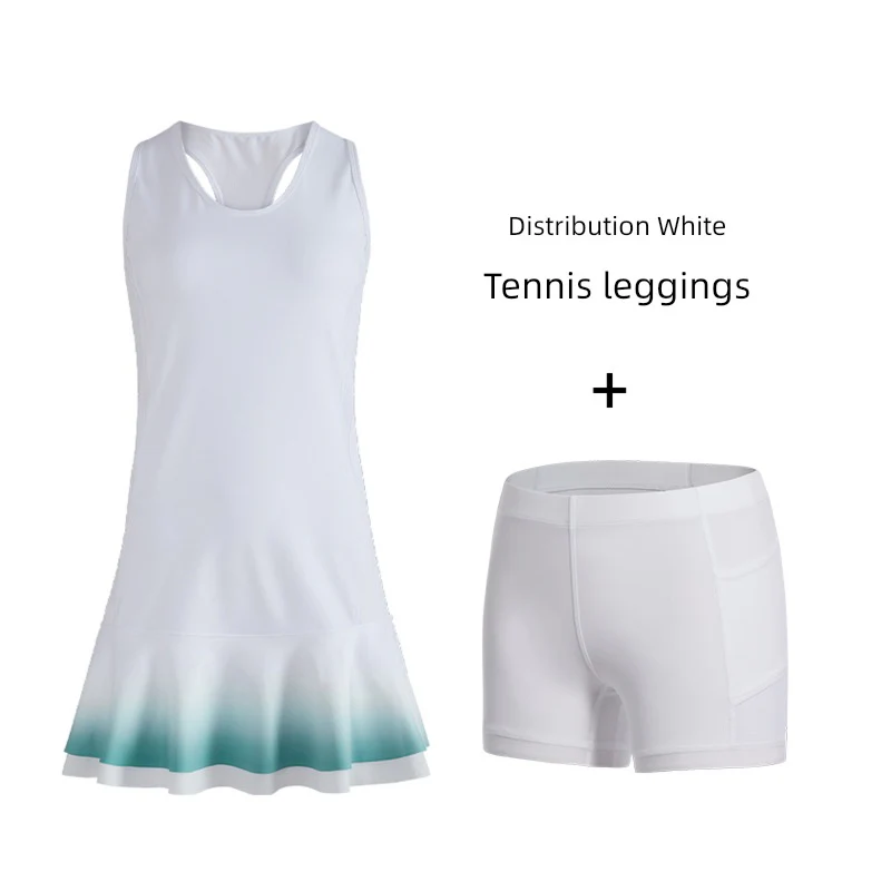 I-Shaped Gradient Color Breathable Wicking Tennis Dress - Image 8