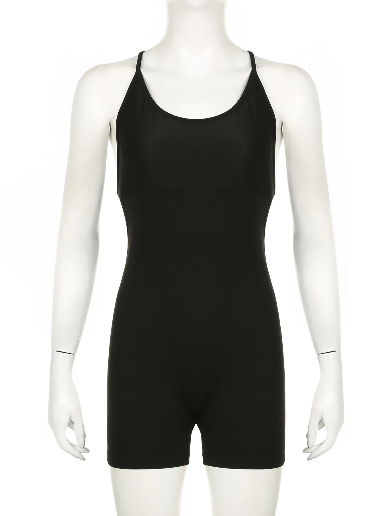 IAMSURE Sporty Activewear Sexy Slim Backless Bandage Playsuits Skinny O-Neck Sleeveless Rompers Women 2024 Summer Fashion Lady - Image 4