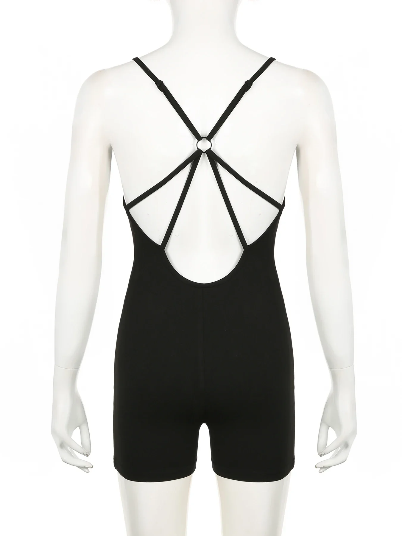 IAMSURE Sporty Activewear Sexy Slim Backless Bandage Playsuits Skinny O-Neck Sleeveless Rompers Women 2024 Summer Fashion Lady - Image 5