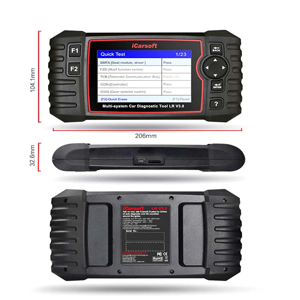 iCarsoft LR V3.0 for Land Rover/Jaguar Diagnostic Tool with auto VIN/Quick Test/Actuation Test - Image 5