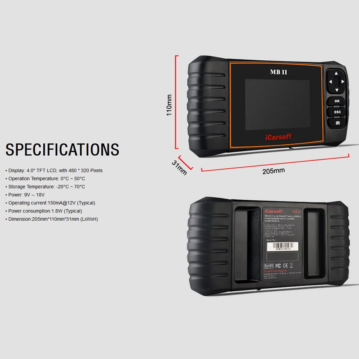 iCarsoft MBII for Mercedes Benz/Sprinter/Smart Professional Diagnostic Tool Scanner, New Version - Image 4