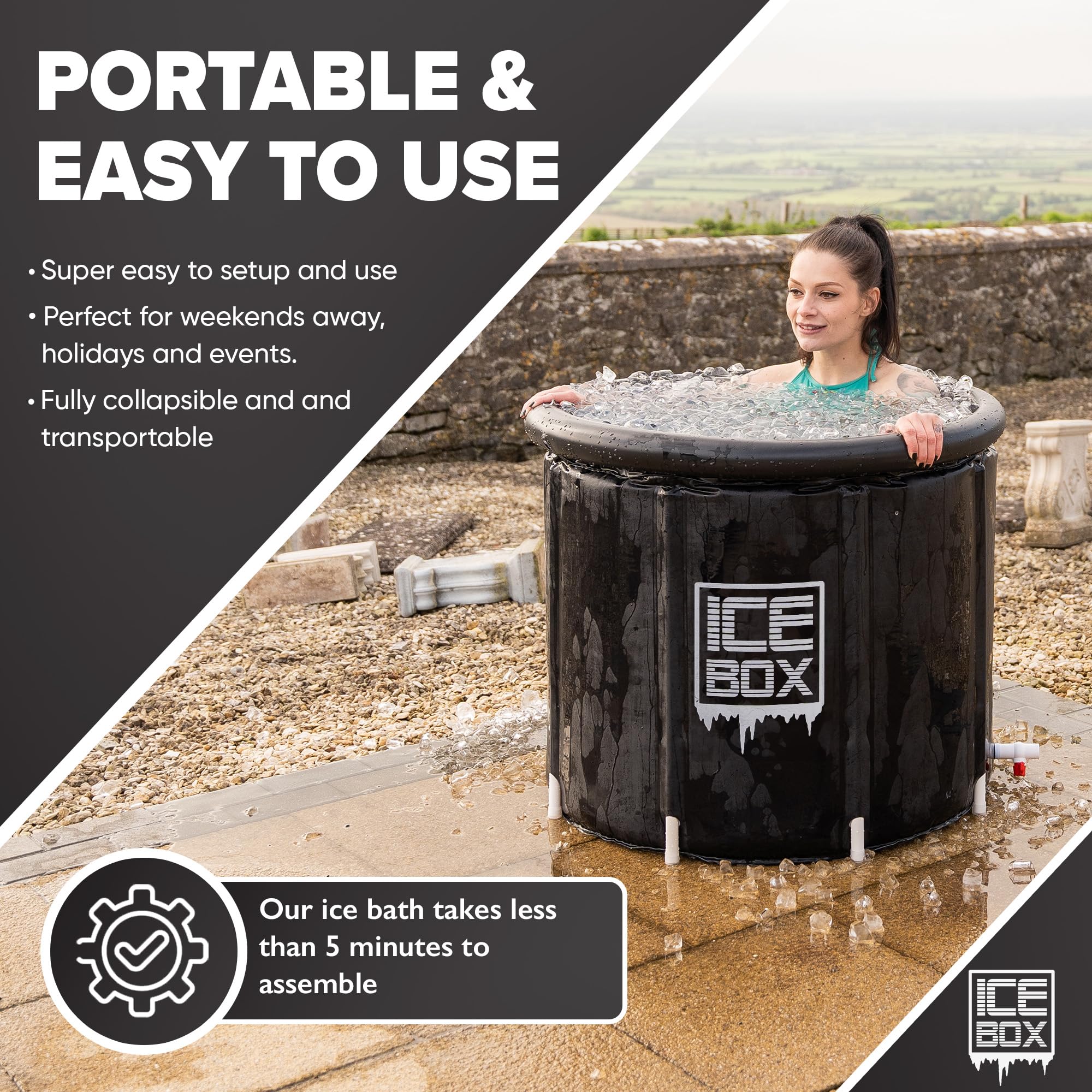 IceBox - Ice Bath Tub Outdoor with Lid: 320L Cold Water Therapy Tub for Recovery and Cold Plunge, 4 Layers Portable Pool - Image 4