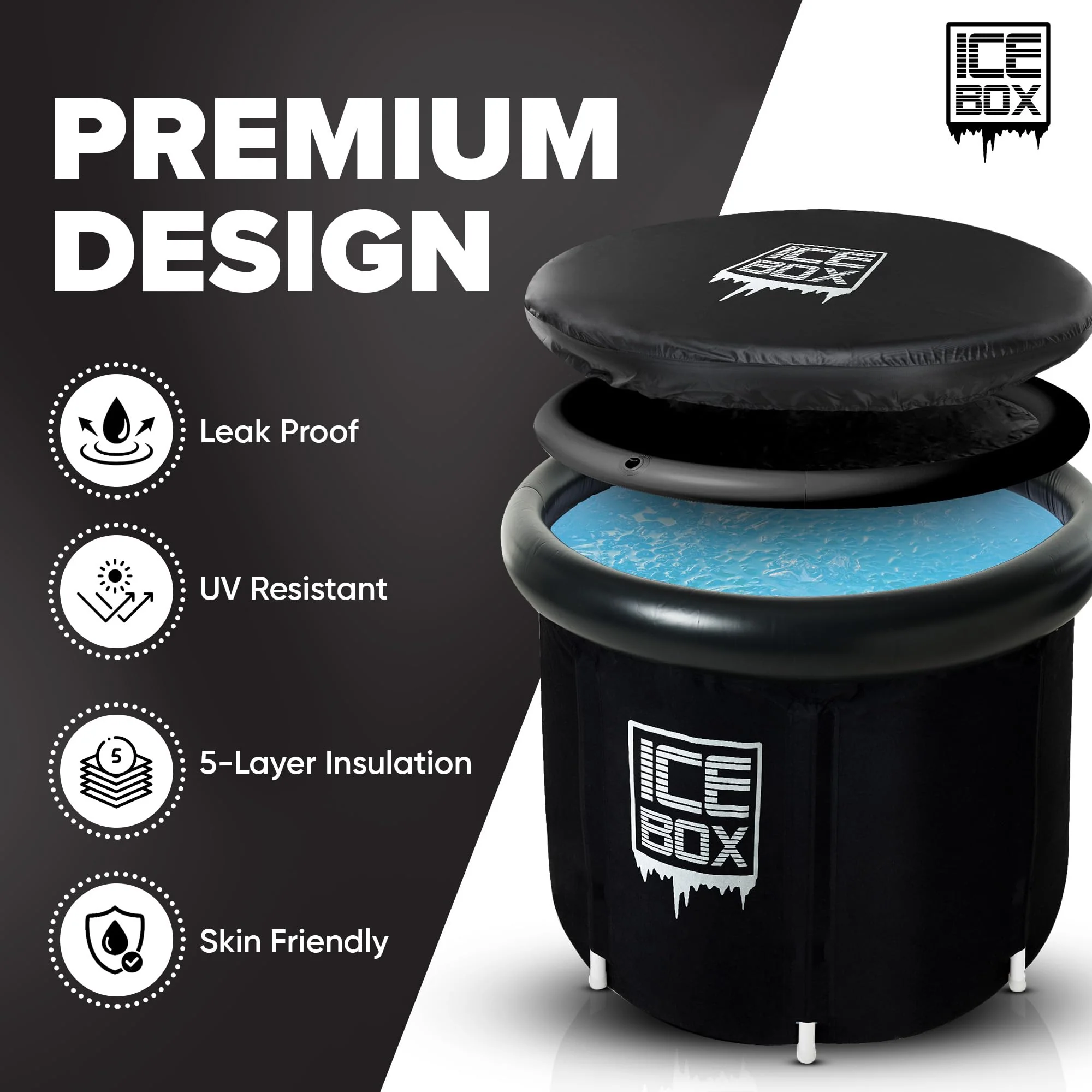 IceBox - Ice Bath Tub Outdoor with Lid: 320L Cold Water Therapy Tub for Recovery and Cold Plunge, 4 Layers Portable Pool - Image 5