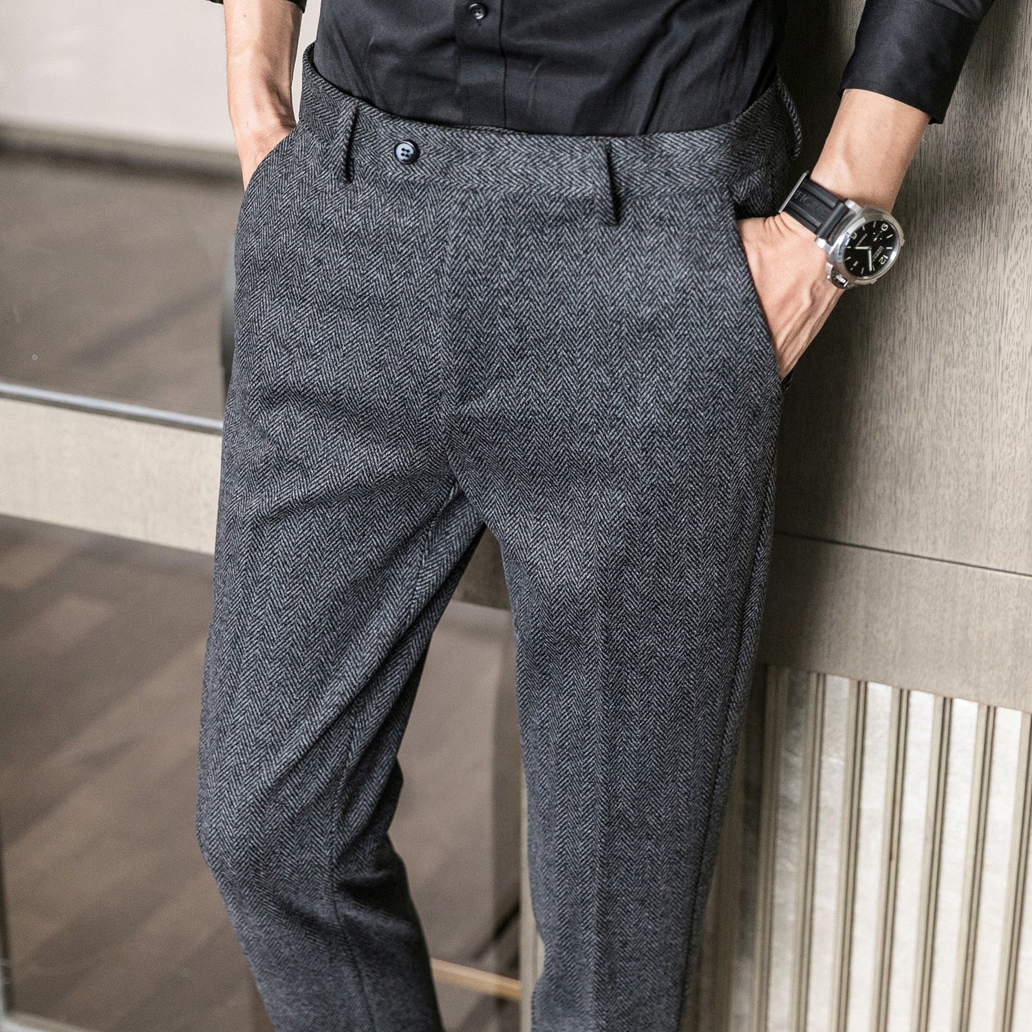 ICPANS Woolen Office Suit Pants Men Slim British Style Wool Business Formal Dress Trousers 2020 - Image 4