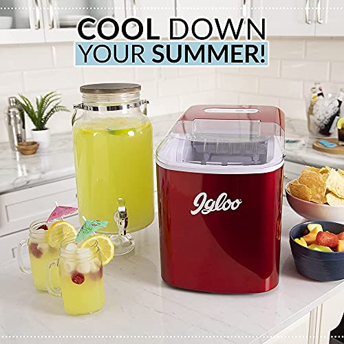 Igloo ICEB26RR Automatic Portable Electric Countertop Ice Maker Machine, 26 Pounds in 24 Hours, 9 Ice Cubes Ready in 7 minutes, With Ice Scoop and Basket, Perfect for Water Bottles, Mixed Drinks - Image 4