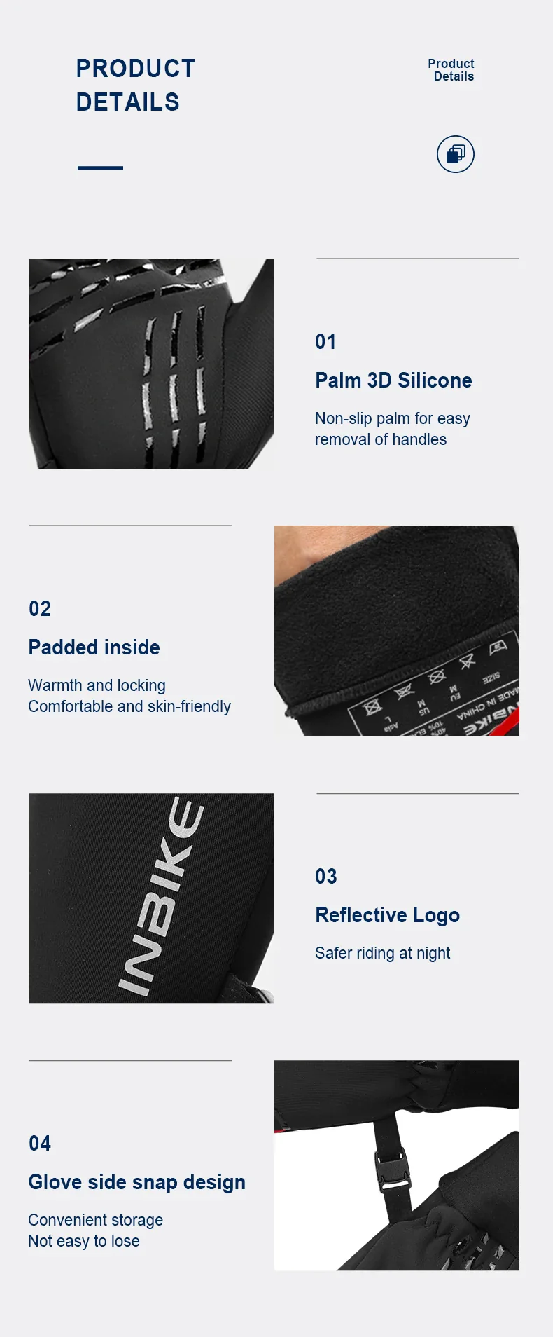 INBIKE Winter Gloves for Men Women Thermal Fleece Cycling Gloves Full Finger Touchscreen Anti-Shock Road Mountain Bicycle Gloves - Image 17