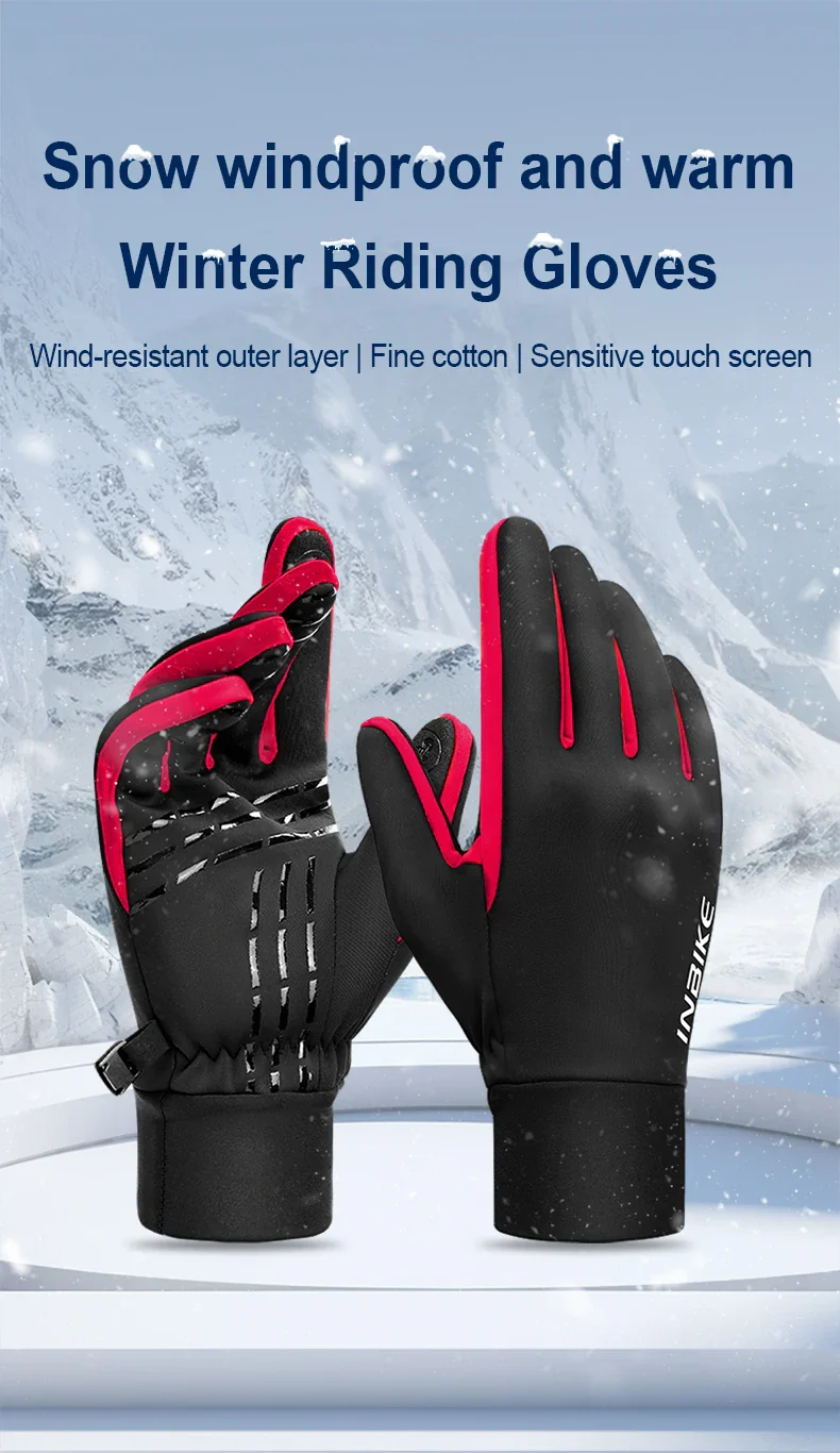 INBIKE Winter Gloves for Men Women Thermal Fleece Cycling Gloves Full Finger Touchscreen Anti-Shock Road Mountain Bicycle Gloves - Image 7