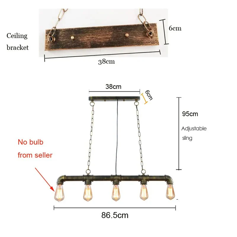Industrial Vintage Light Wrought Iron Pipe Chandelier Bar Coffee Shop Bar Retro Loft Lighting Personality Pendant Lamp HeadLight - Image 2