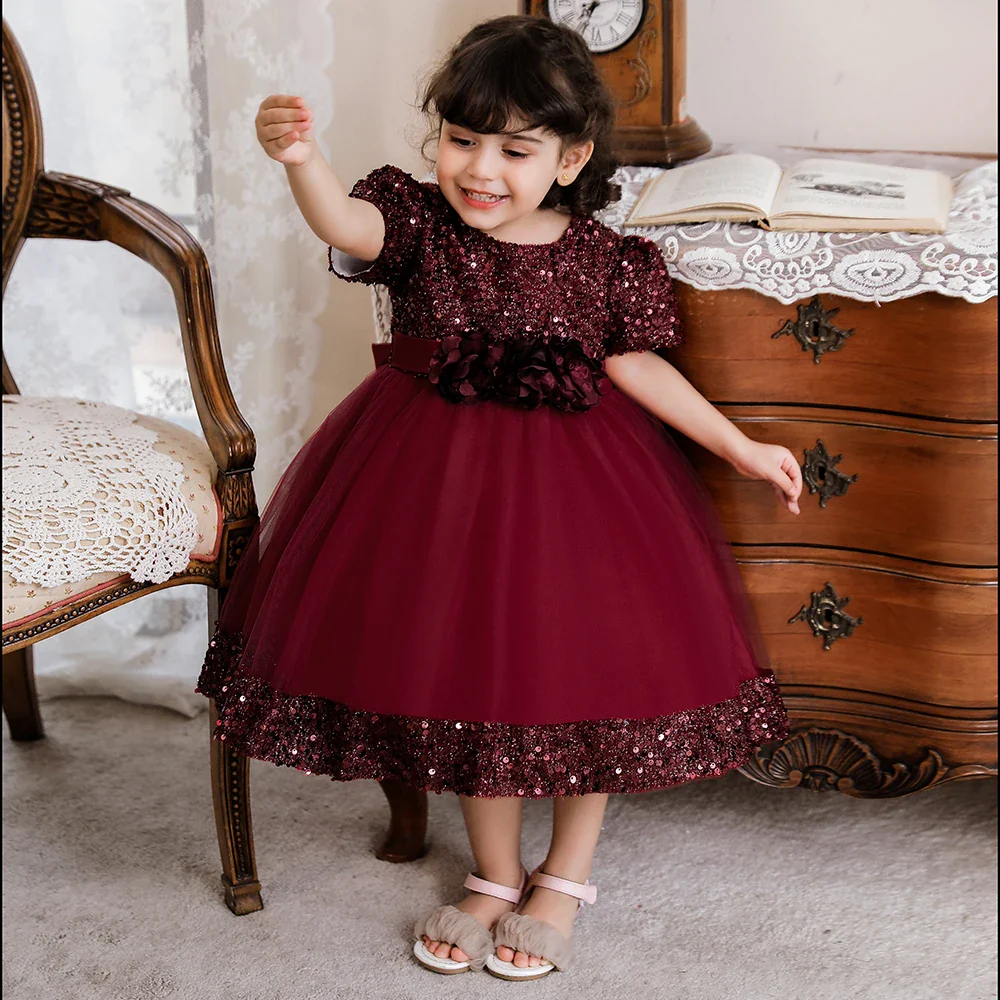 Infant Sequin Bow Baptism Dress for Girl Christening First 1st Birthday Dress Gown Party White Dresses for Baby Toddler Vestido - Image 3