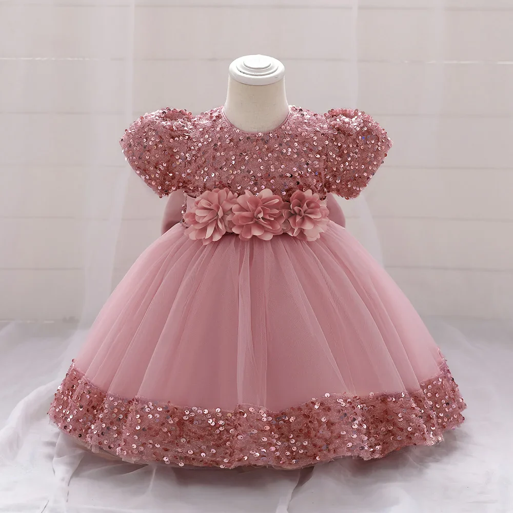 Infant Sequin Bow Baptism Dress for Girl Christening First 1st Birthday Dress Gown Party White Dresses for Baby Toddler Vestido - Image 5