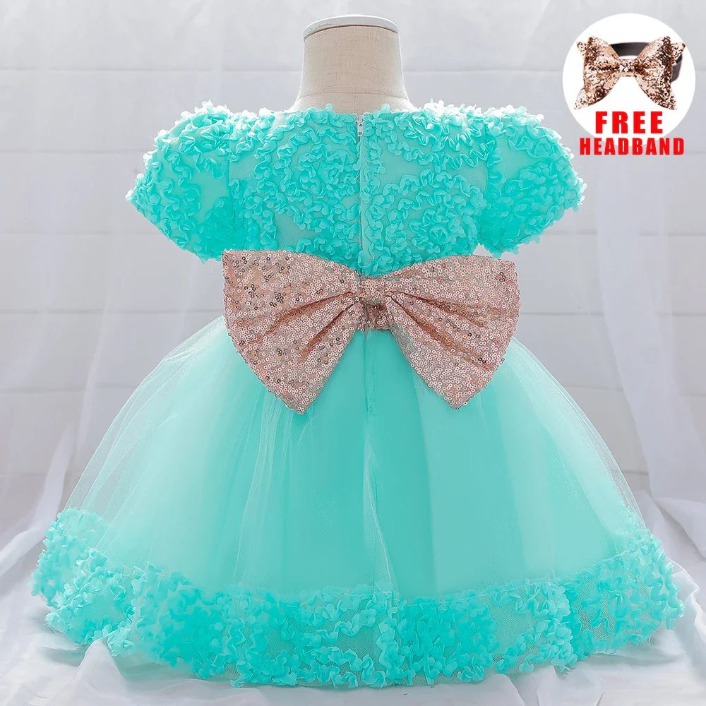 Infant Sequin Bow Baptism Dress for Girl Christening First 1st Birthday Dress Gown Party White Dresses for Baby Toddler Vestido - Image 6