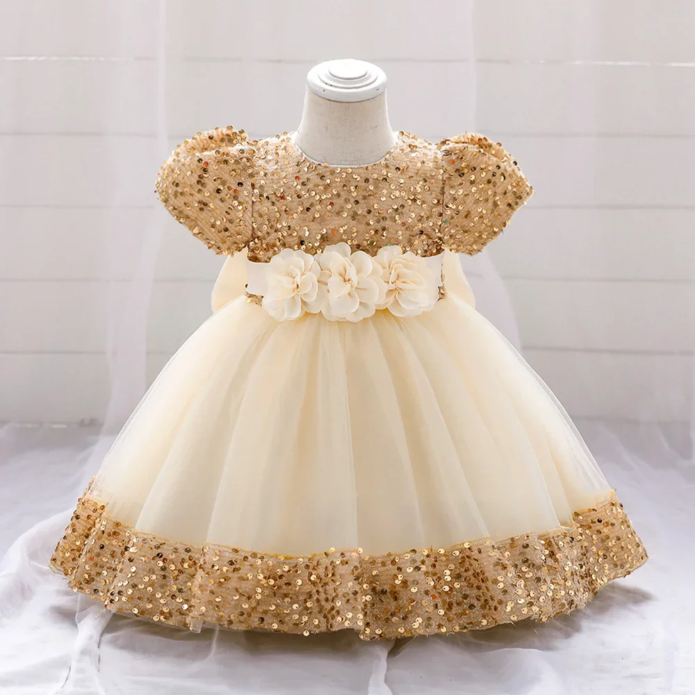 Infant Sequin Bow Baptism Dress for Girl Christening First 1st Birthday Dress Gown Party White Dresses for Baby Toddler Vestido - Image 7