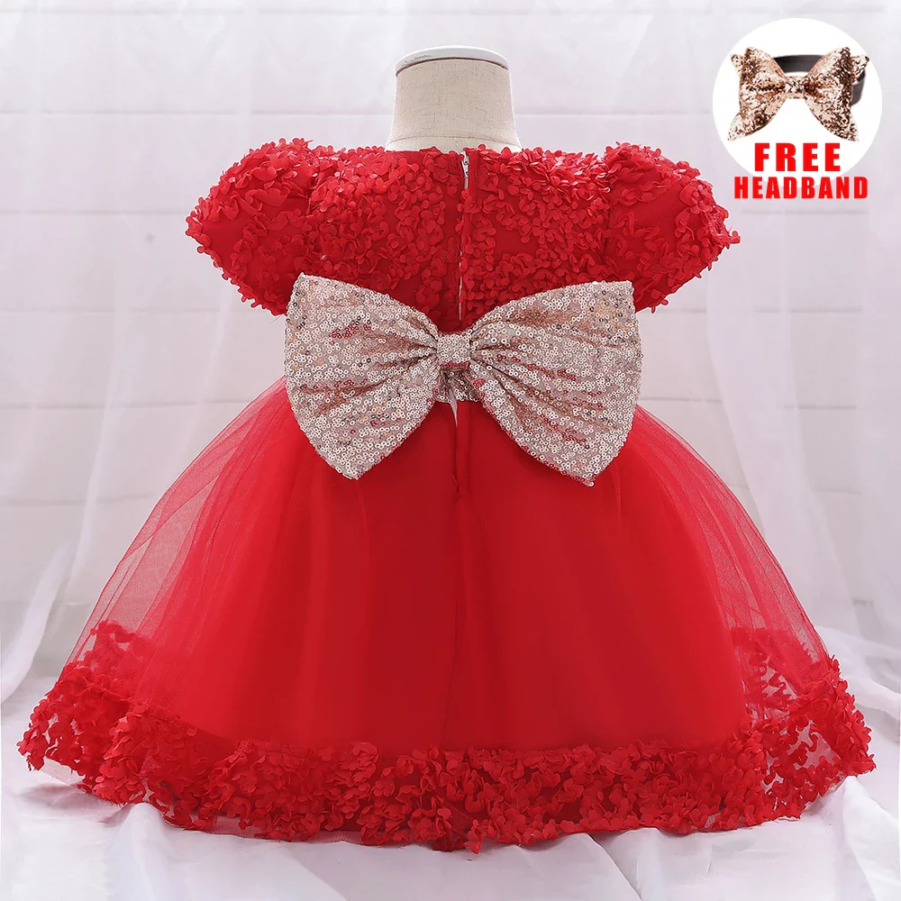 Infant Sequin Bow Baptism Dress for Girl Christening First 1st Birthday Dress Gown Party White Dresses for Baby Toddler Vestido - Image 8