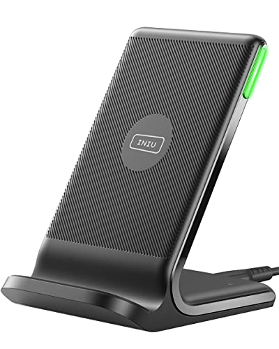 INIU Wireless Charger, 15W Fast Qi-Certified Wireless Charging Station with Sleep-Friendly Adaptive Light Compatible with iPhone 15 14 13 12 Pro XS 8 Plus Samsung Galaxy S23 S22 S21 Note 20 Google etc - Image 2