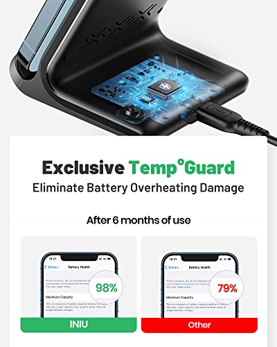 INIU Wireless Charger, 15W Fast Qi-Certified Wireless Charging Station with Sleep-Friendly Adaptive Light Compatible with iPhone 15 14 13 12 Pro XS 8 Plus Samsung Galaxy S23 S22 S21 Note 20 Google etc - Image 4