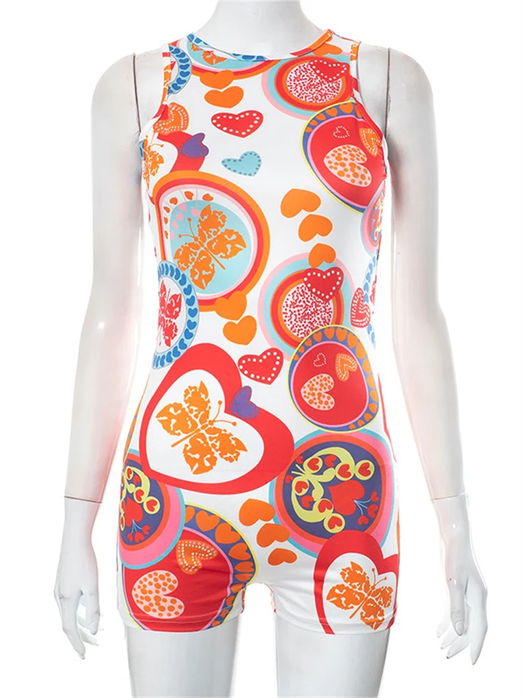Sexy Summer Y2k Streetwear One Piece Print Playsuit Club Outfit - Image 2