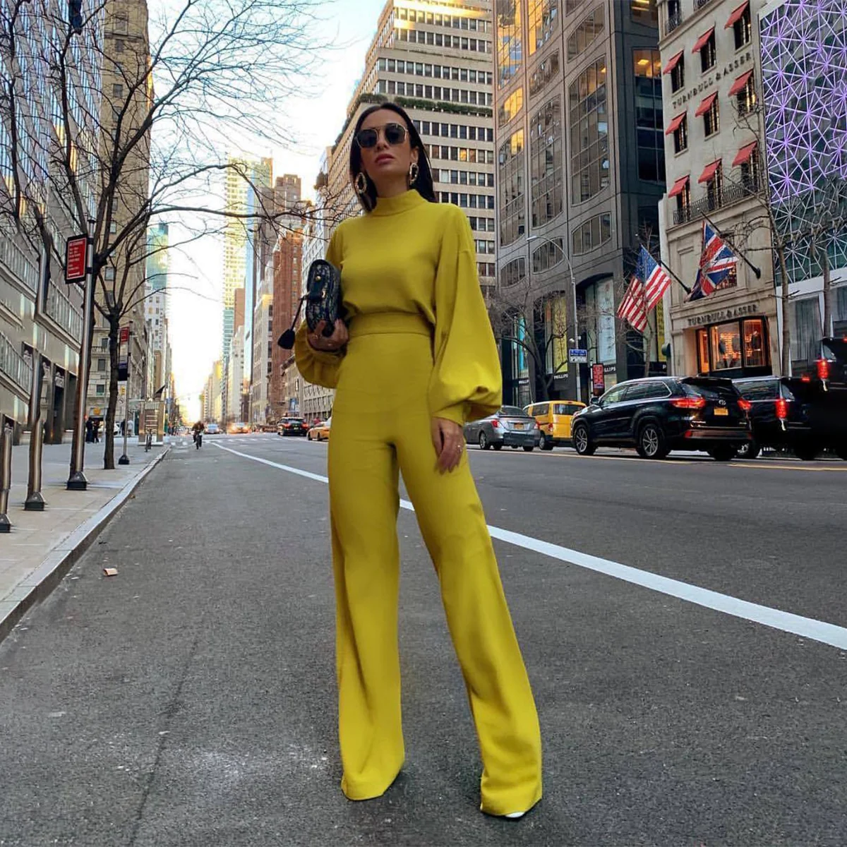 InstaHot Puff Elegant Overalls For Women  Puff Long Sleeve Flare Pants Spring Office Ladies Sets Casual Fashion Female Jumpsuits - Image 3