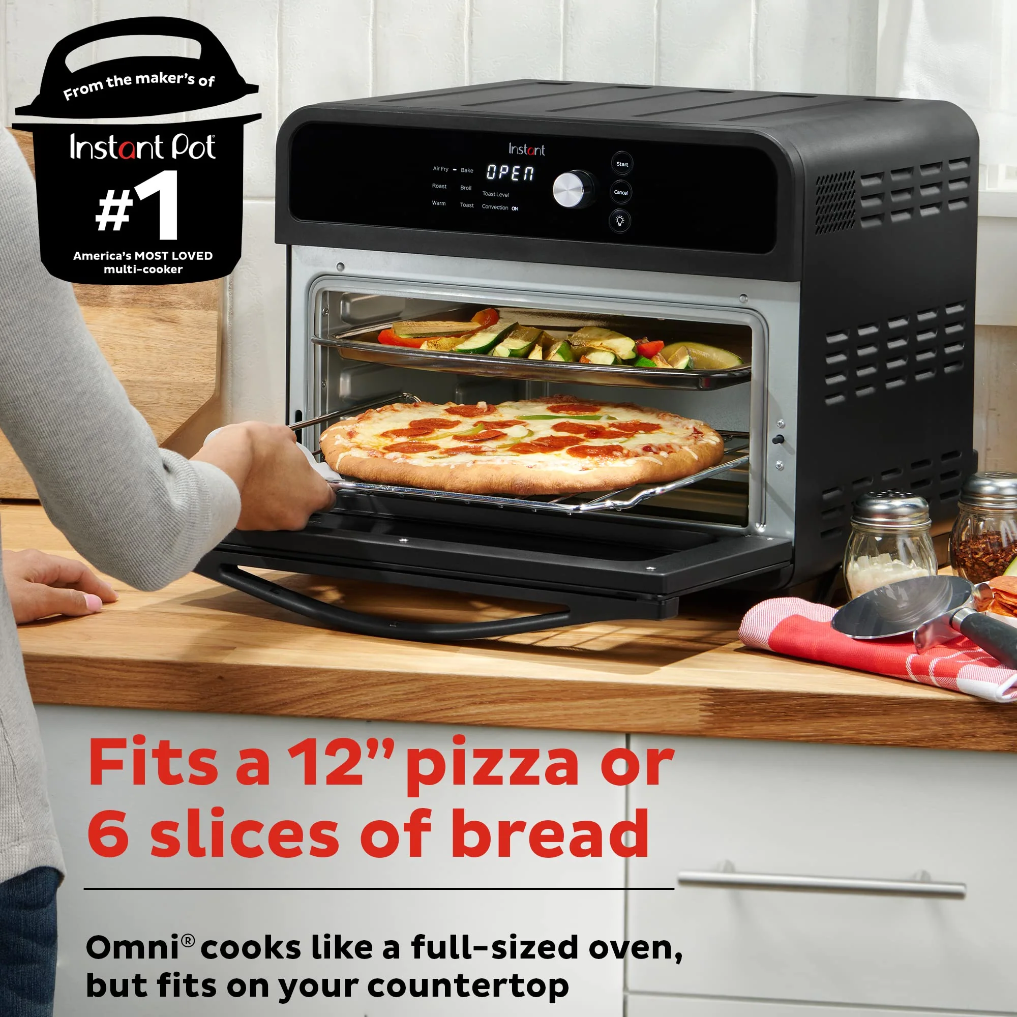 Instant Omni Air Fryer Toaster Oven Combo 19 QT/18L, From the Makers of Instant Pot, 7-in-1 Functions, Fits a 12" Pizza Oven, 6 Slices of Bread, App with Over 100 Recipes, Black Finish - Image 5
